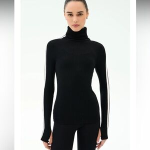 NWOT SPLITS59 | Jackson Rib Full Length Turtleneck - Black/White Size L Stretch